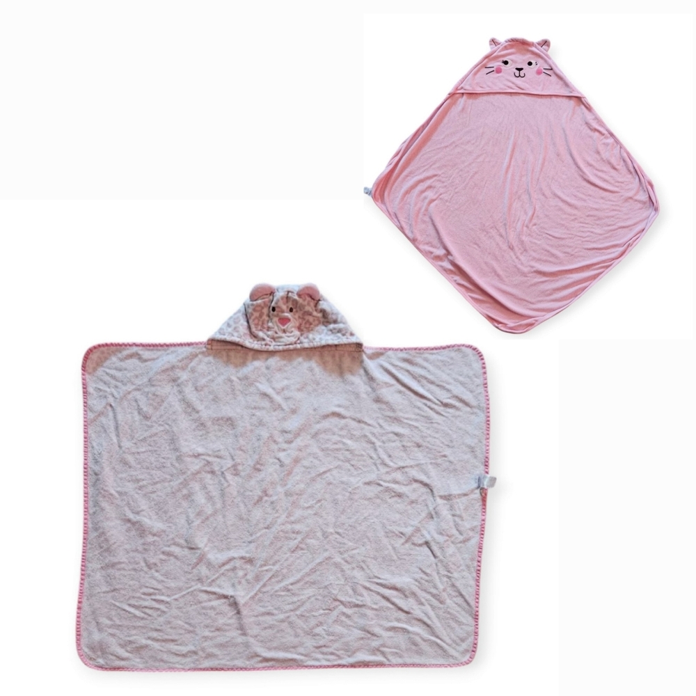 Lot of 2 - Like New, Toddler's Cute Animal Hooded Bath Towels